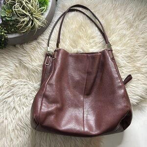 Coach Phoebe Shoulder Bag solid classic brown pebbles leather purse bag